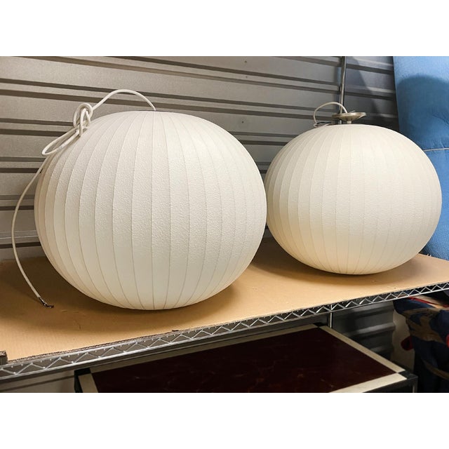 Mid-Century Modern 1950s Mid-Century Modern Globe Bubble Pendants by George Nelson - A Pair For Sale - Image 3 of 10
