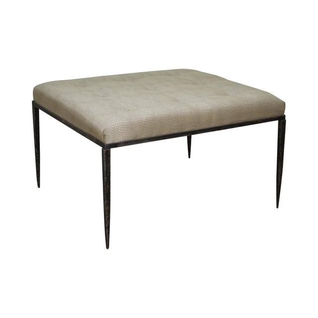 Custom Wrought Iron Large Square Tufted Upholstered Ottoman Chairish