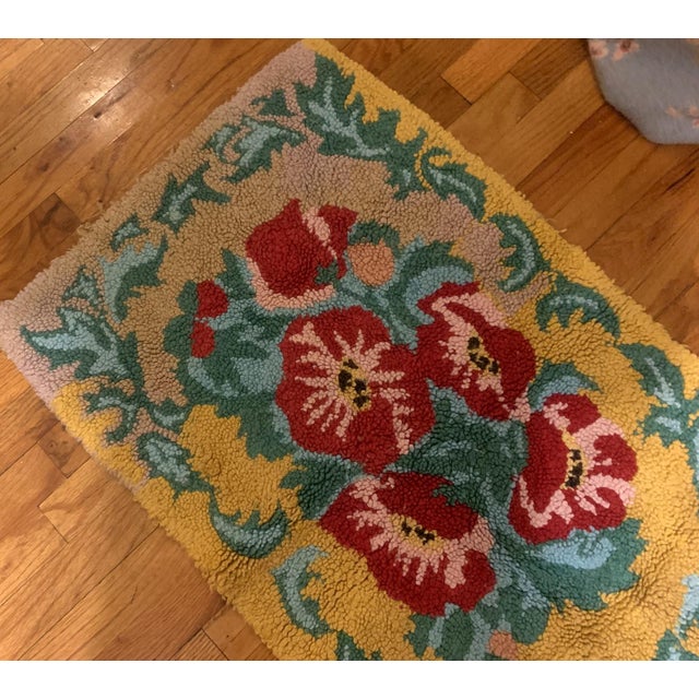 1960s, Handmade Vintage American Hooked Rug 1.11' X 2.10' For Sale - Image 4 of 7
