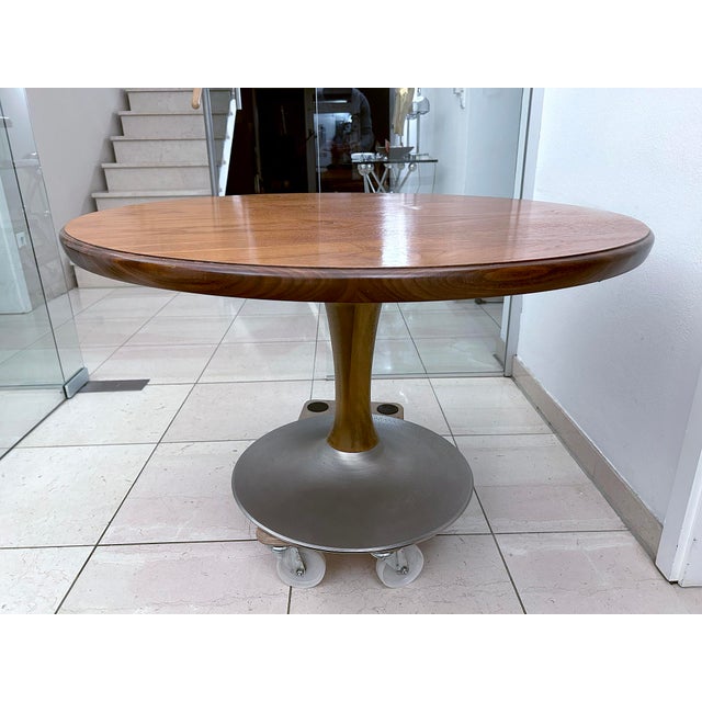Vintage Space Age Tulip Table in Wood For Sale - Image 4 of 15