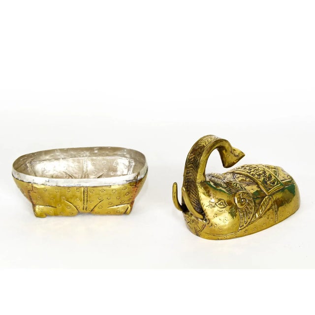Metal Late 20th Century Pressed Tin Brass Elephant Lidded Box For Sale - Image 7 of 7