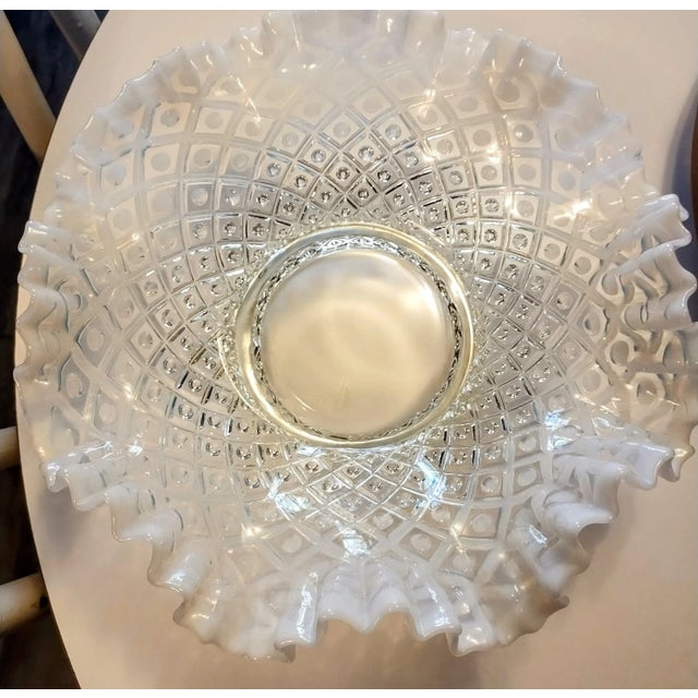 Large Fenton Opalescent Hobnail Ruffled Edged Bow Early 20th Century L For Sale - Image 10 of 12