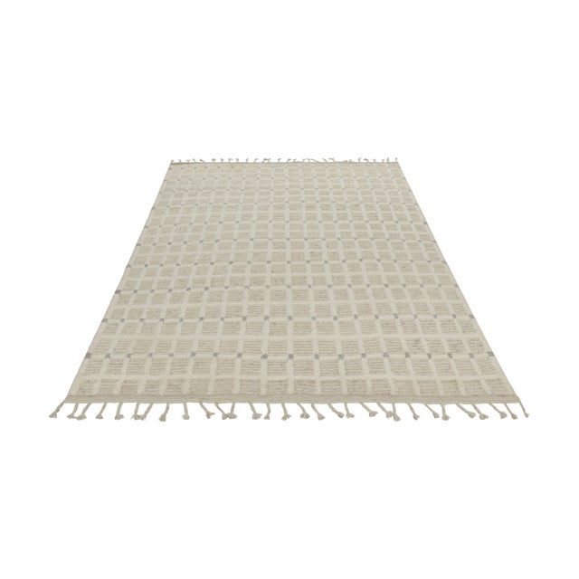 Rug & Kilim Rug & Kilim’s Modern Rug with White Cream Grid Geometric Patterns - 8x10 For Sale - Image 4 of 6