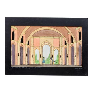 Vintage John Hood Set Design for Romeo & Juliet Painting For Sale