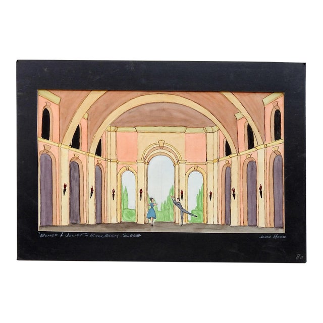 Vintage John Hood Set Design for Romeo & Juliet Painting For Sale