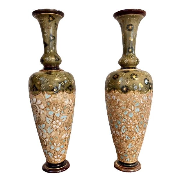 Antique Vases from Doulton Lambeth, 1880, Set of 2 For Sale