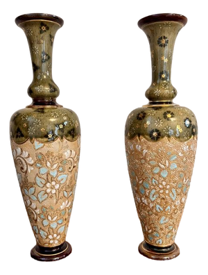 Antique Vases from Doulton Lambeth, 1880, Set of 2