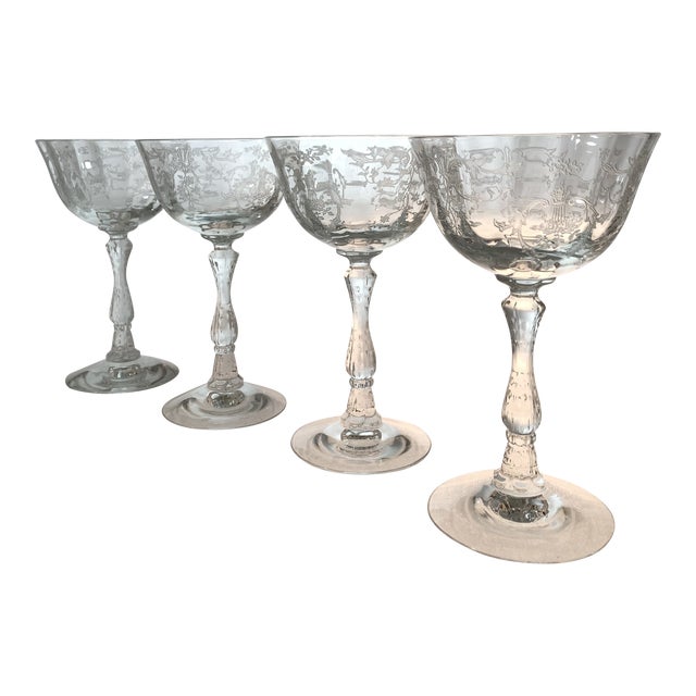 Vintage 1930s Fostoria Navarre Crystal Stemware Set of 4 Chairish