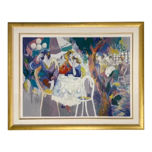 Isaac Maimon Large Color Serigraph "West Bank Cafe"