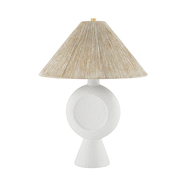 Contemporary Mitzi Centella 18 in. 1 Light Table Lamp in Aged Brass and White Plaster Finish For Sale - Image 3 of 11