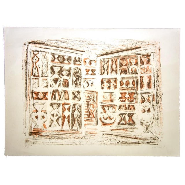 Windows is an original lithograph realized by Massimo Campigli in 1959. Hand signed and dated in pencil on the lower right...
