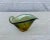 A very interesting Murano hand blown bowl with green and gold layers. The top is finished by a graceful swirl that offers...