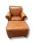 A timeless Bernhardt chair and matching ottoman upholstered in rich cognac leather that has developed a beautiful natural...