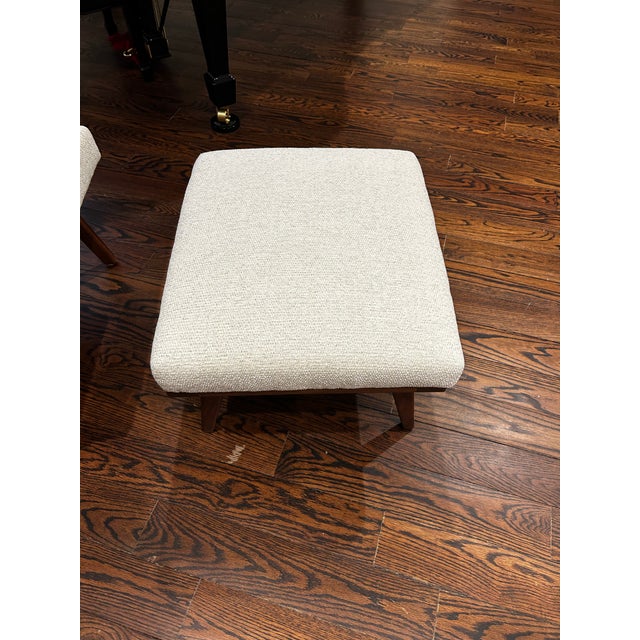 Crate & Barrel Cavett Wood Accent Chair & Ottoman — Excellent Condition For Sale - Image 10 of 15