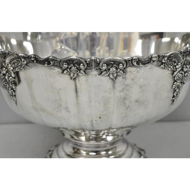 Vintage Baroque by Wallace 252 & 253 Silver Plated Punch Bowl Set W/ 10 Cups For Sale - Image 12 of 18