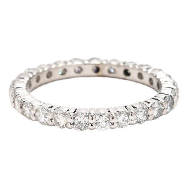1ctw Diamond Eternity Band Ring, 14k White Gold, Ring Size 7 For Sale