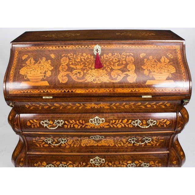 18th Century Dutch Burr Walnut Floral Marquetry Bureau For Sale - Image 3 of 8