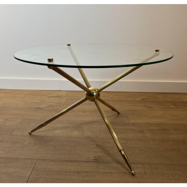 1970s Design Round Brass Tripod Coffee Table For Sale - Image 12 of 12