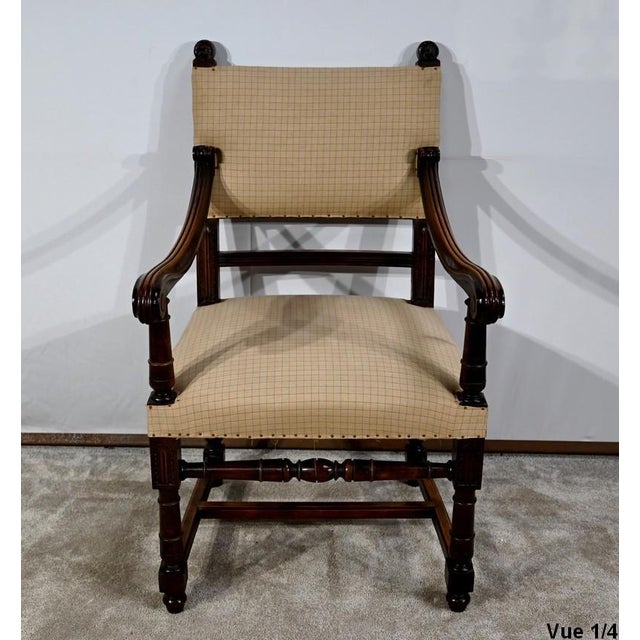 Renaissance Style Walnut Armchair For Sale - Image 5 of 18