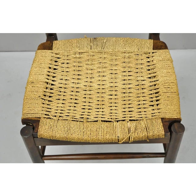 Vintage Mid Century Italian Modern Wood & Rope Clothing Valet Butlers Chair For Sale In Philadelphia - Image 6 of 10