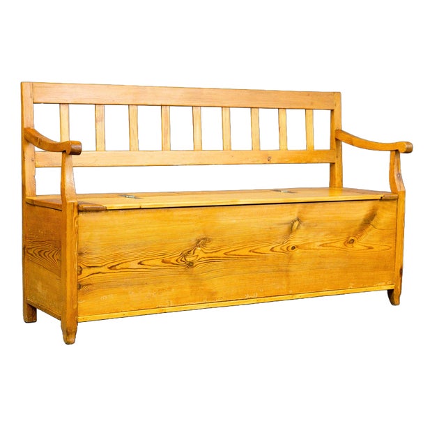 Biedermeier Chest Bench in Pine, 1800s For Sale