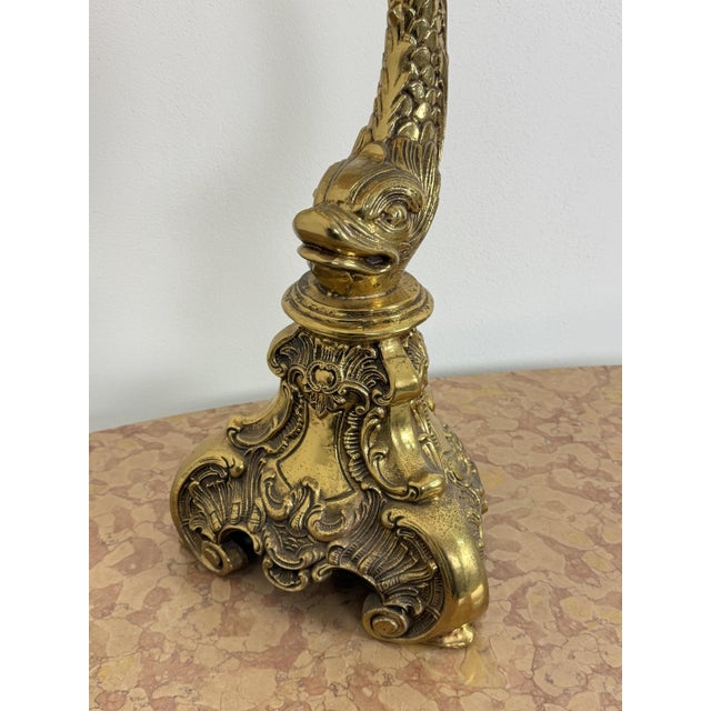 Metal Large Rococo Revival Brass Table Lamp, 1950s For Sale - Image 7 of 17