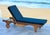 Newport Chaise Lounge Chair with Side Table, Natural/Navy Cushion For Sale - Image 9 of 10
