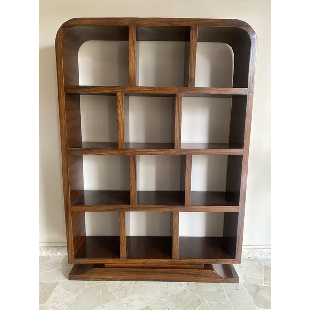 Art Deco Style Bookcase in Walnut Burl, Italy, 1960s For Sale - Image 6 of 7