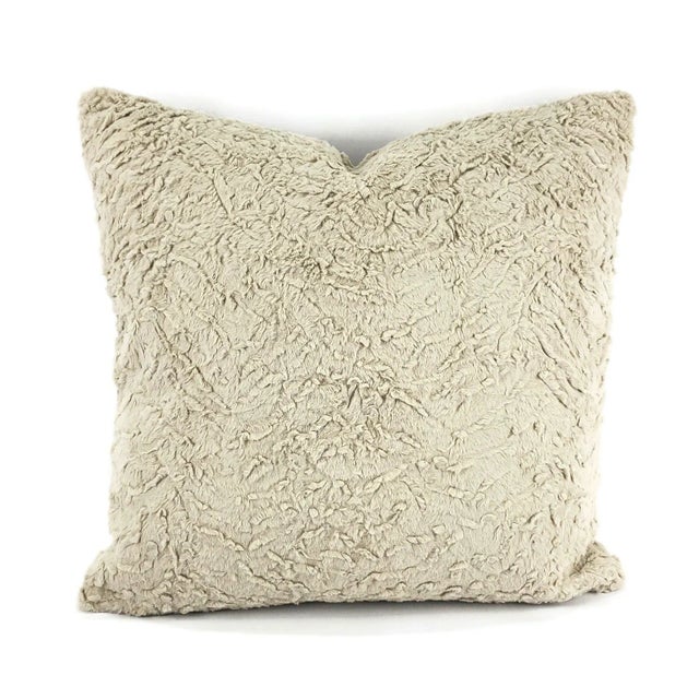 Textile Solid Gray Faux Fur Pillow Cover For Sale - Image 7 of 7