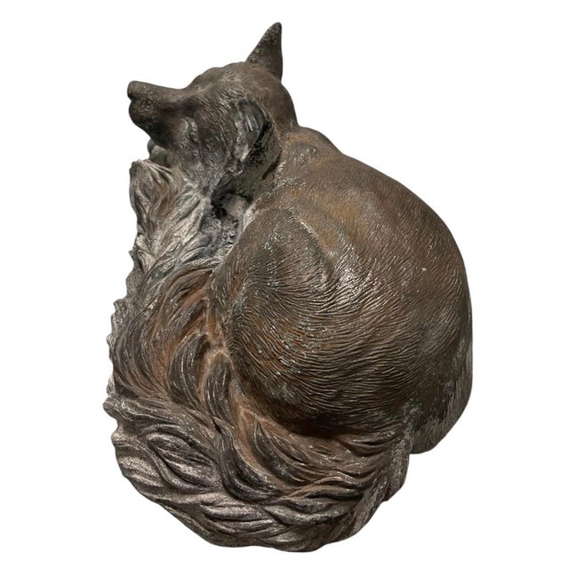 Vintage Cast Iron Sleeping Fox Statue For Sale In West Palm - Image 6 of 12