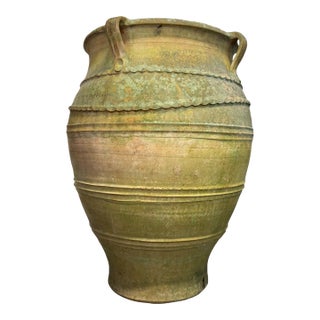 Late 19th Century X Large (32" H) Antique Greek Terracotta Pithari Olive Jar For Sale