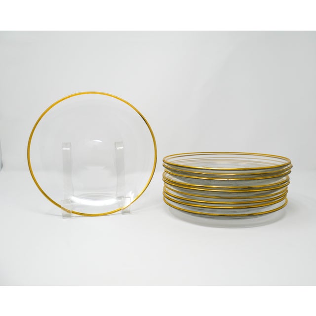 Vintage Baccarat Directoire Crystal & Gold Salad Plates- Set of 10 For Sale In Houston - Image 6 of 6