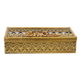 Midcentury Hollywood Regency Brass Tissue Box Cover For Sale