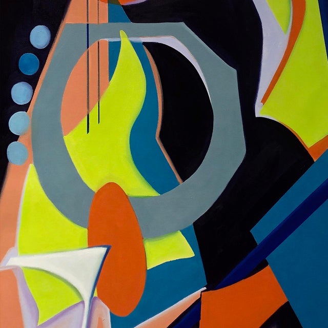 Abstract Nobody Dreams of Orange Sherbet by Amy Hutcheson | Oil on canvas Abstract composition with bold colors. For Sale - Image 3 of 4