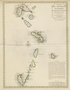 Antique Map of the Windward Islands in the Caribbean