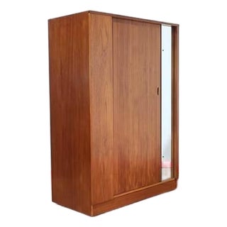1960s Mid Century Modern Vintage Teak Wide Armoire Wardrobe by Austinsuite Danish G Plan Style For Sale