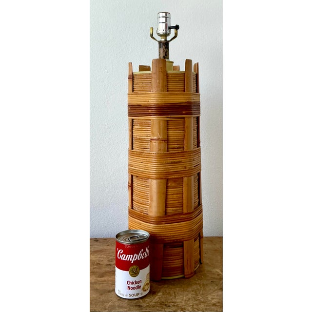 Mid-Century Modern Vintage Boho Wrapped Rattan Lamp For Sale - Image 3 of 6
