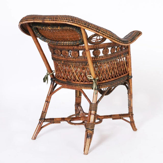 Early 20th Century Pair of French Rattan Cafe Chairs For Sale - Image 5 of 12