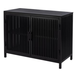 Worthington 35.5 in. W Iron and Glass Accent Storage Chest with 1 Interior Shelf, Industrial Chic For Sale