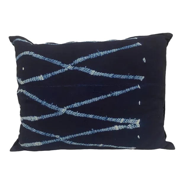 Indigo/baule Cloth Cushion For Sale