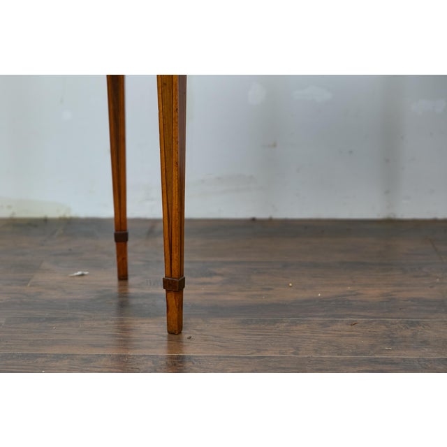 Wood English 19th Century Neoclassical Demi-Lune Game Table with Inlaid Apron For Sale - Image 7 of 12