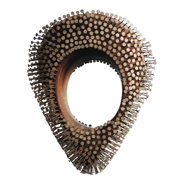 Antique Folk Art Mirror With Nails For Sale