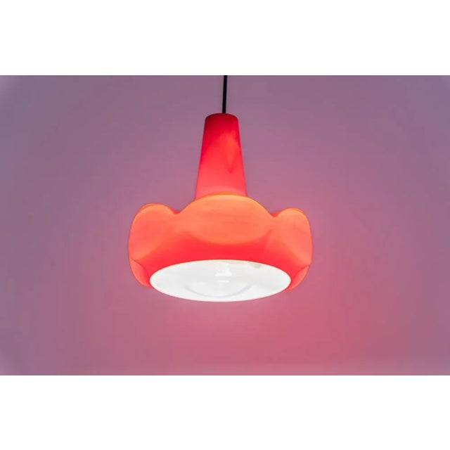 Red Glass Pendant Light attributed to Peill Putzler, Germany, 1970s For Sale - Image 9 of 13