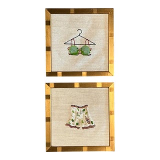 Vintage Original Needlepoint Swimsuit - Set of 2 For Sale