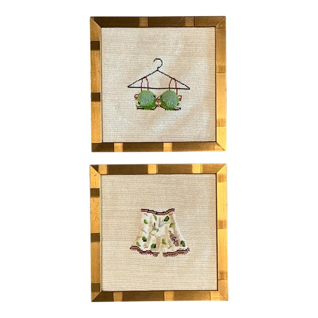 Vintage Original Needlepoint Swimsuit - Set of 2 For Sale