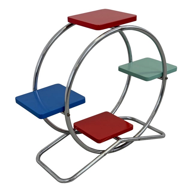 Functionalist Chrome Plant Stand, 1930s For Sale