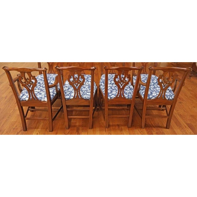 Wood 1980s Set of 8 Henkel Harris 101s Solid Mahogany Chippendale Style Dining Chairs For Sale - Image 7 of 17