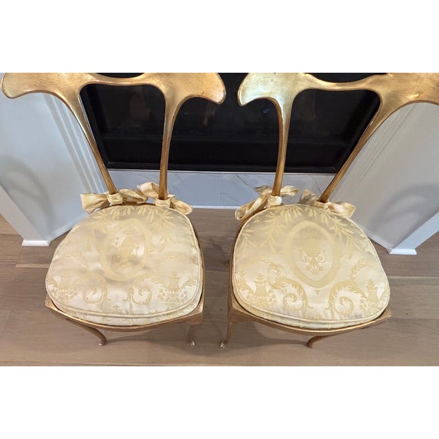 Mid-Century Italian Palladio Gilt Metal Chairs - A Pair For Sale - Image 12 of 18