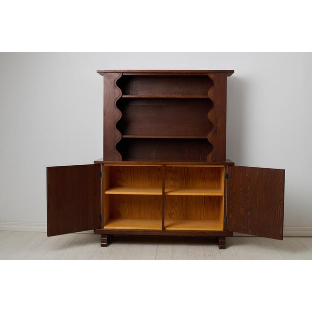 Swedish Modern Stained Pine Cabinet attributed to Otto Dahlin for Åby Möbelfabrik, 1940s For Sale - Image 4 of 11
