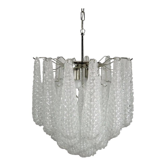 Italian Murano Chandelier 41 Glass Petals Drop For Sale